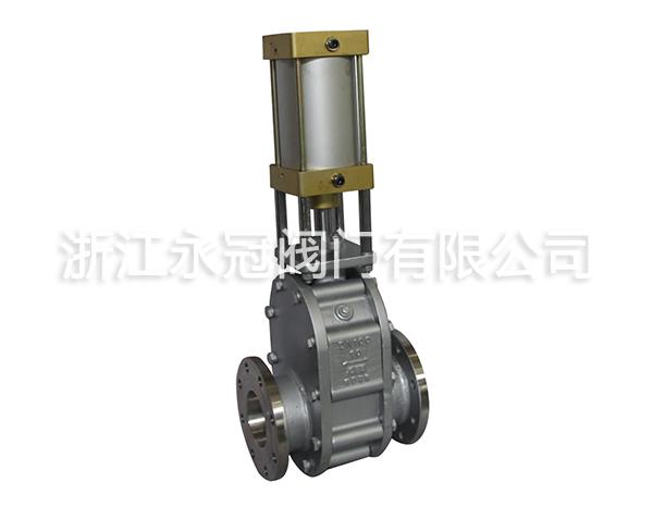 不鏽鋼(gāng)氣動陶(tao)瓷雙閘(zha)闆閥Z644TC