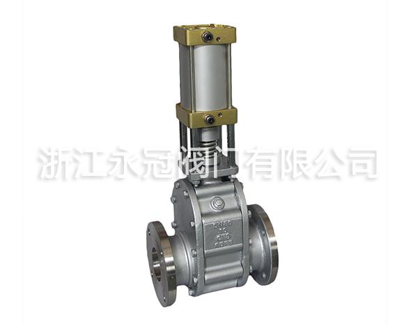 不鏽(xiu)鋼氣動(dòng)陶瓷雙(shuang)閘闆閥(fa)Z644TC